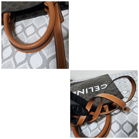 CELINE Triomphe Vertical Cabas Small Canvas Shoulder Bag Brown - Picture 10 of 11